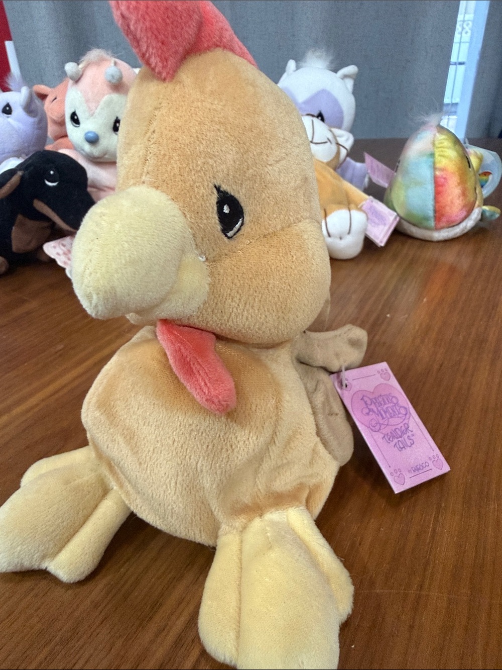 Precious Moments Tender Tails Plush Chicken Toy - Yellow with Coral Comb